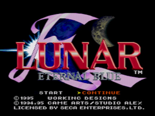 Lunar Eternal Blue title screen for Sega Mega CD